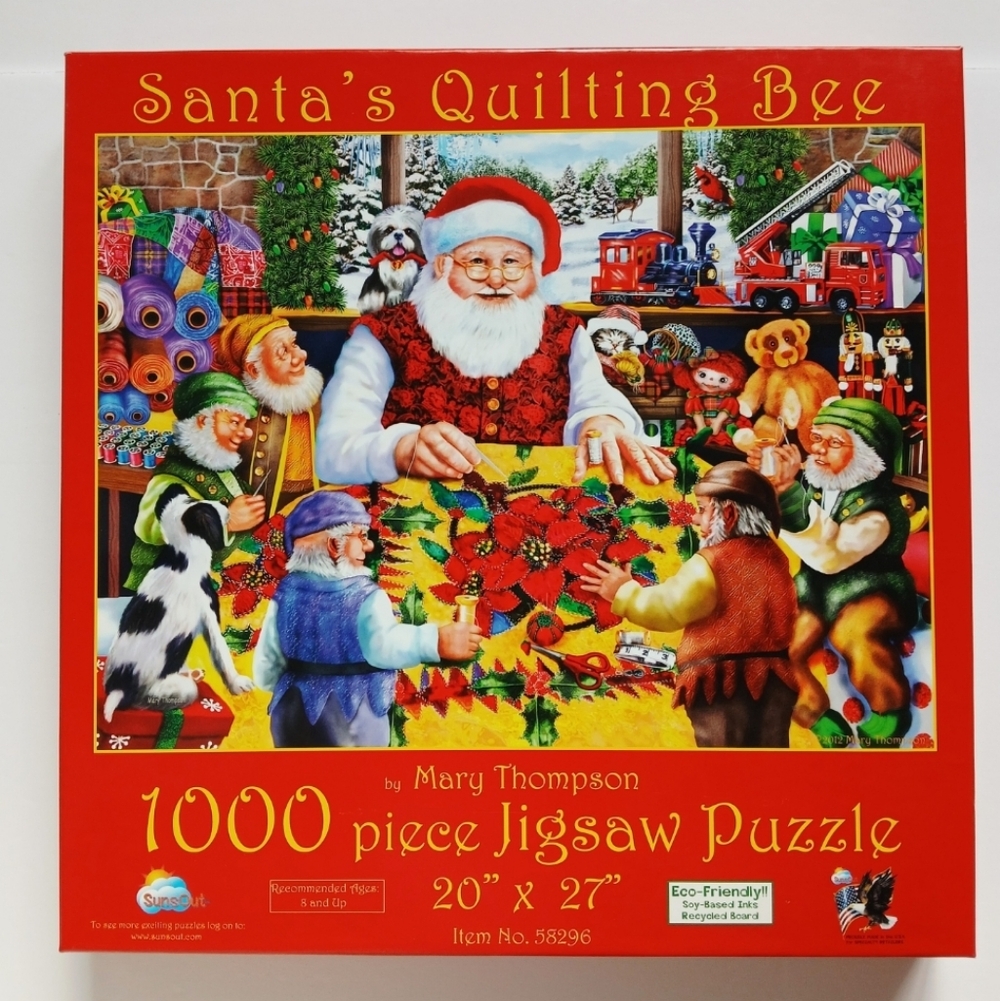 Santa's Quilting Bee 1000-piece puzzle by SunsOut